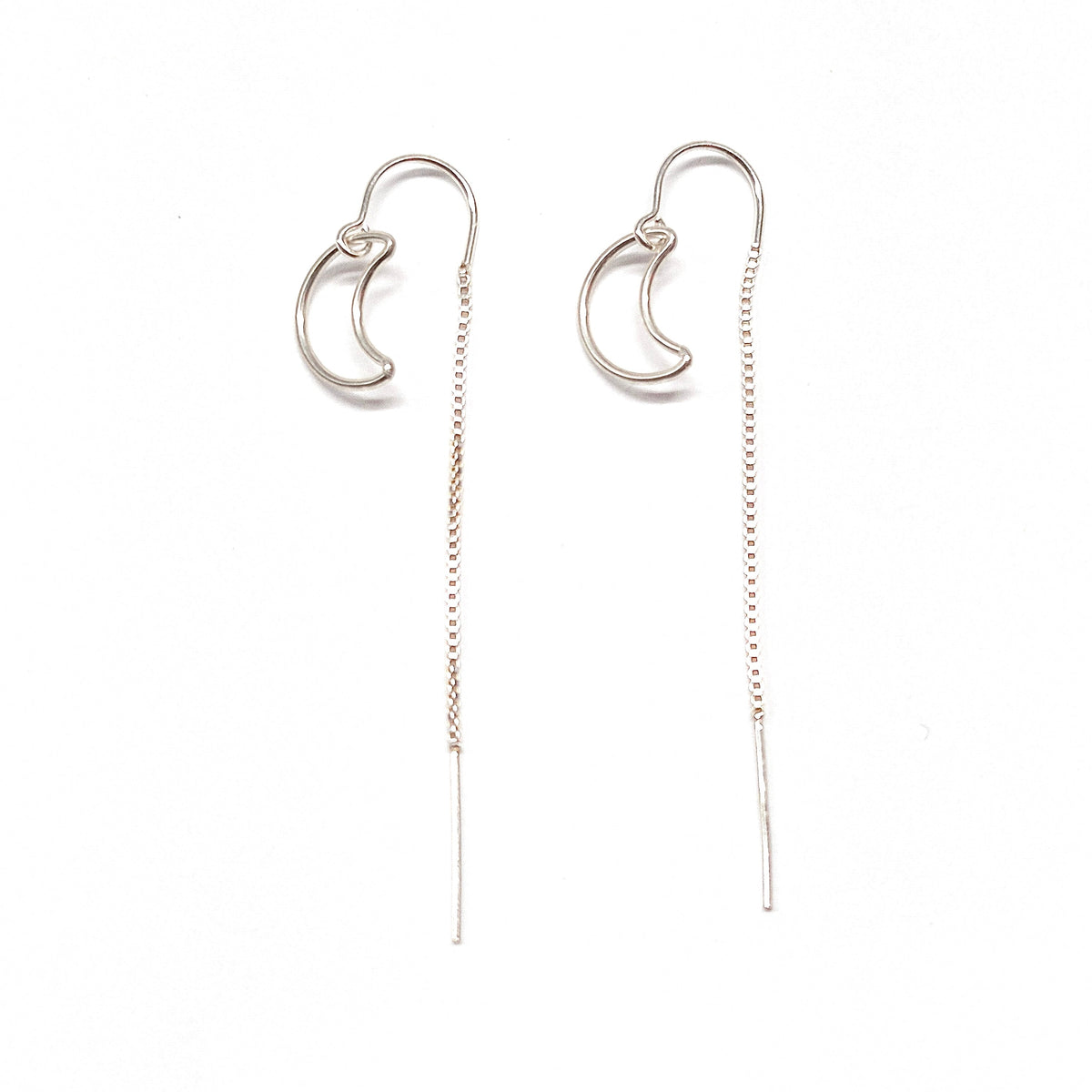 Crescent Moon thread earrings