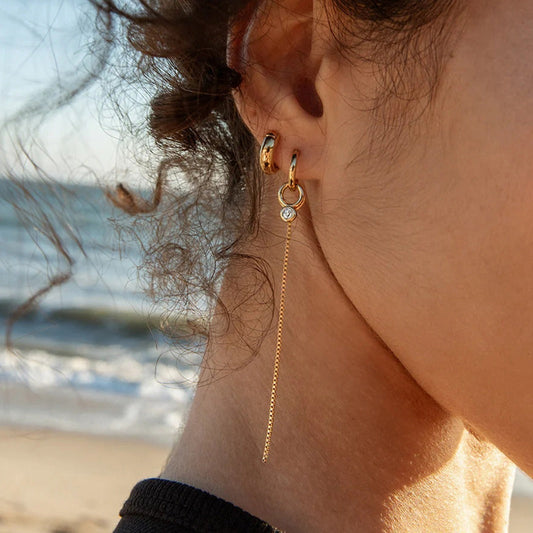 18K Gold Lightweight Luxury Tassel Earrings With Cubic Zirconia