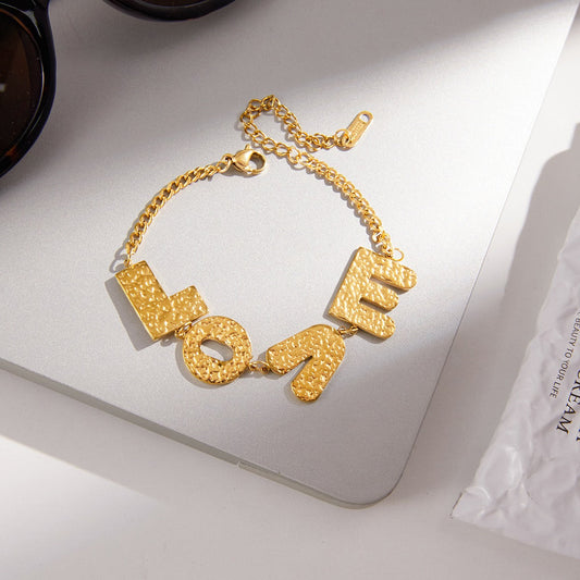 18K Gold-plated, Lightweight, And Luxurious Titanium Steel Bracelet With Letter Design