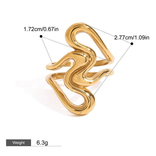 18K Gold Geometric Line Design Exquisite Personality Ring