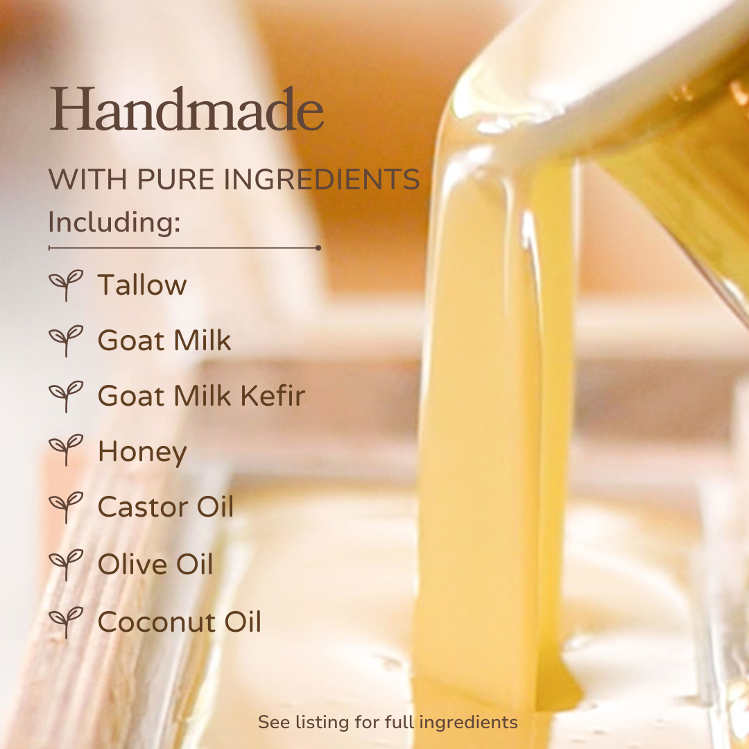 Milk + Honey Fragrance Free Handmade Tallow and Goat Milk Soap Bar Pretty farm girl