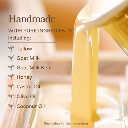Milk + Honey Fragrance Free Handmade Tallow and Goat Milk Soap Bar Pretty farm girl