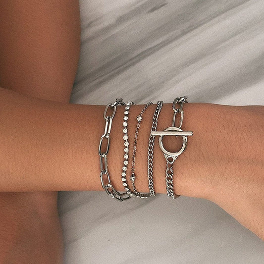 Creative Mix And Match Diamond Round Bead Multi-layer Bracelet