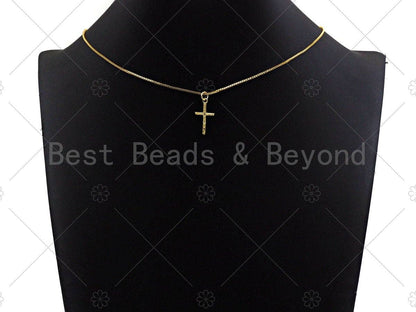 CZ Micro Pave Texturized Cross Shape Pendant/Charm, Cross Cubic Zirconia Pendant, Silver/Gold/Rose Gold/Black Tone, 11x20mm, Sku#Y279