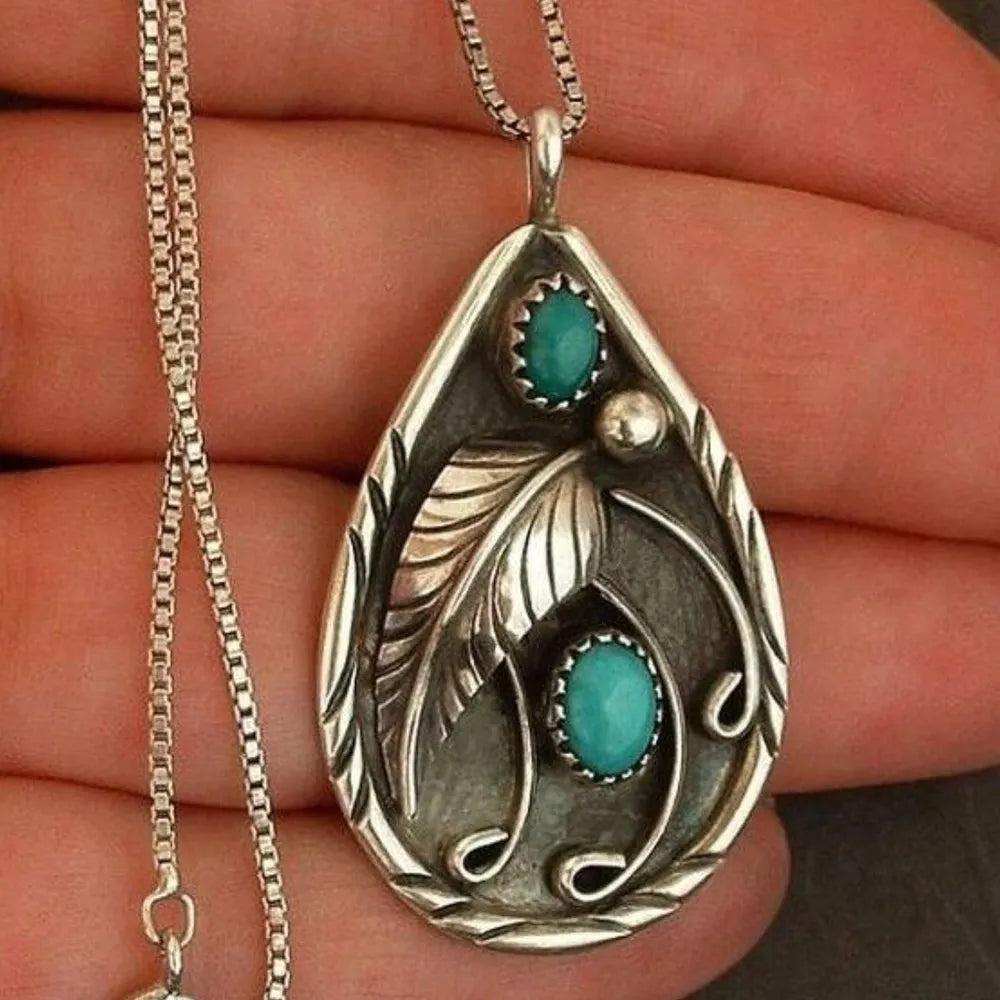 Turquoise Teardrop Pendant Necklace Bumpkin Ranchwear