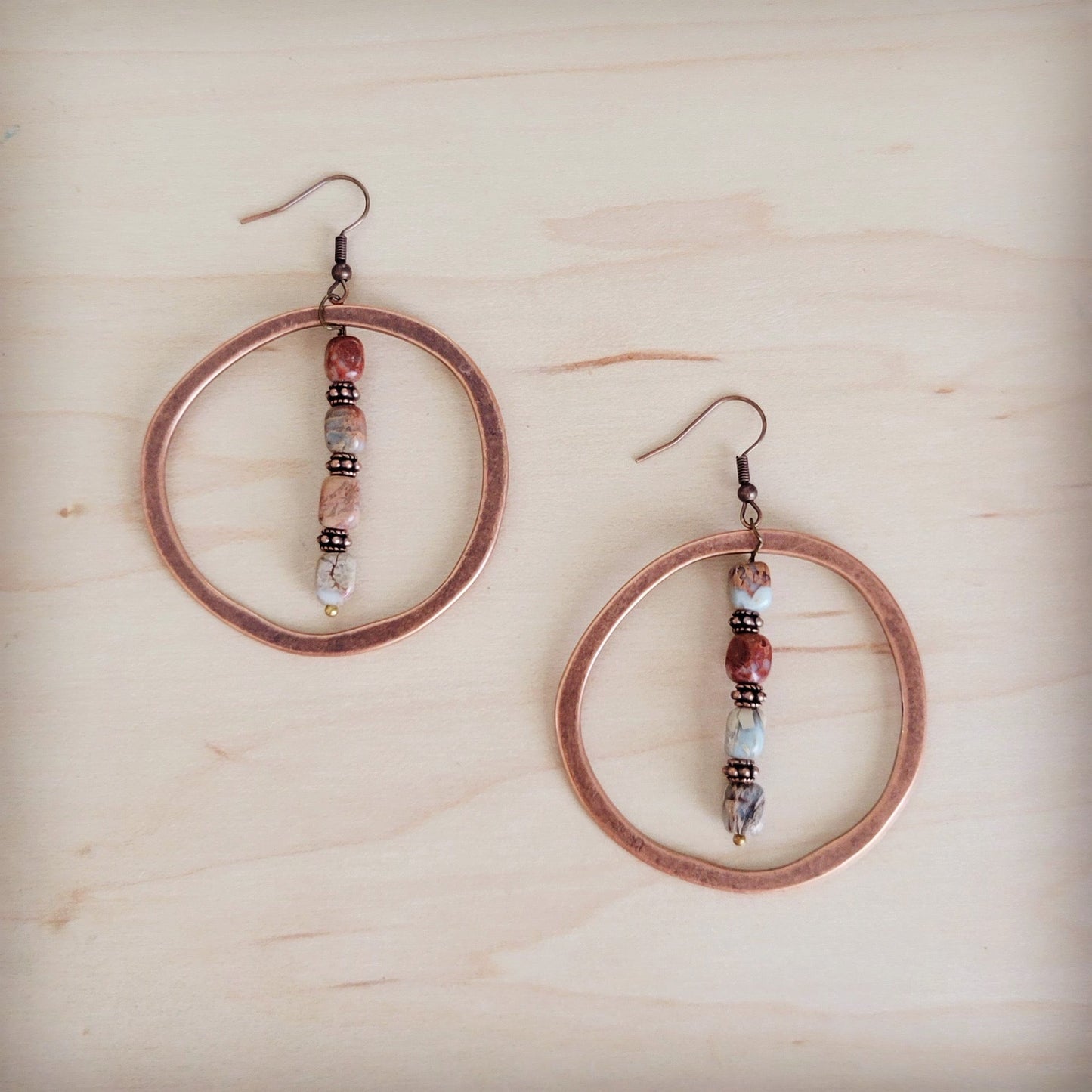 Western Copper Hoop Earrings w/ Aqua Terra 100g