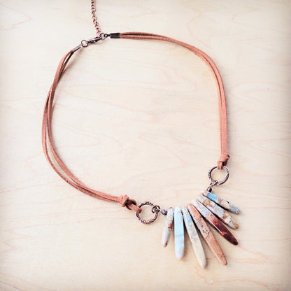 Aqua Terra Stone Slab Leather Cord Necklace 231ee