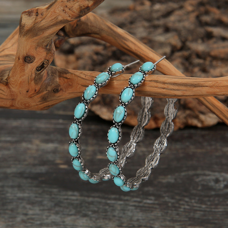 Turquoise C-Hoop Earrings Bumpkin Ranchwear