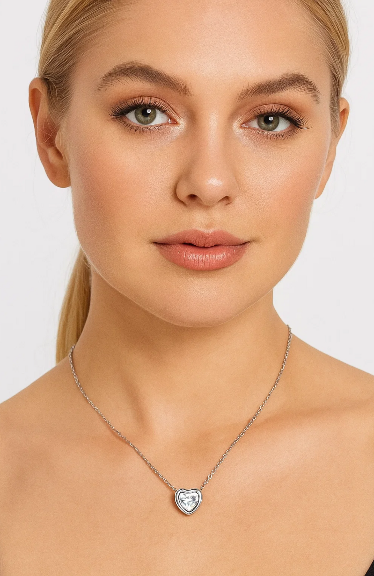 Heart Necklace Cubic Zirconia Crystal
