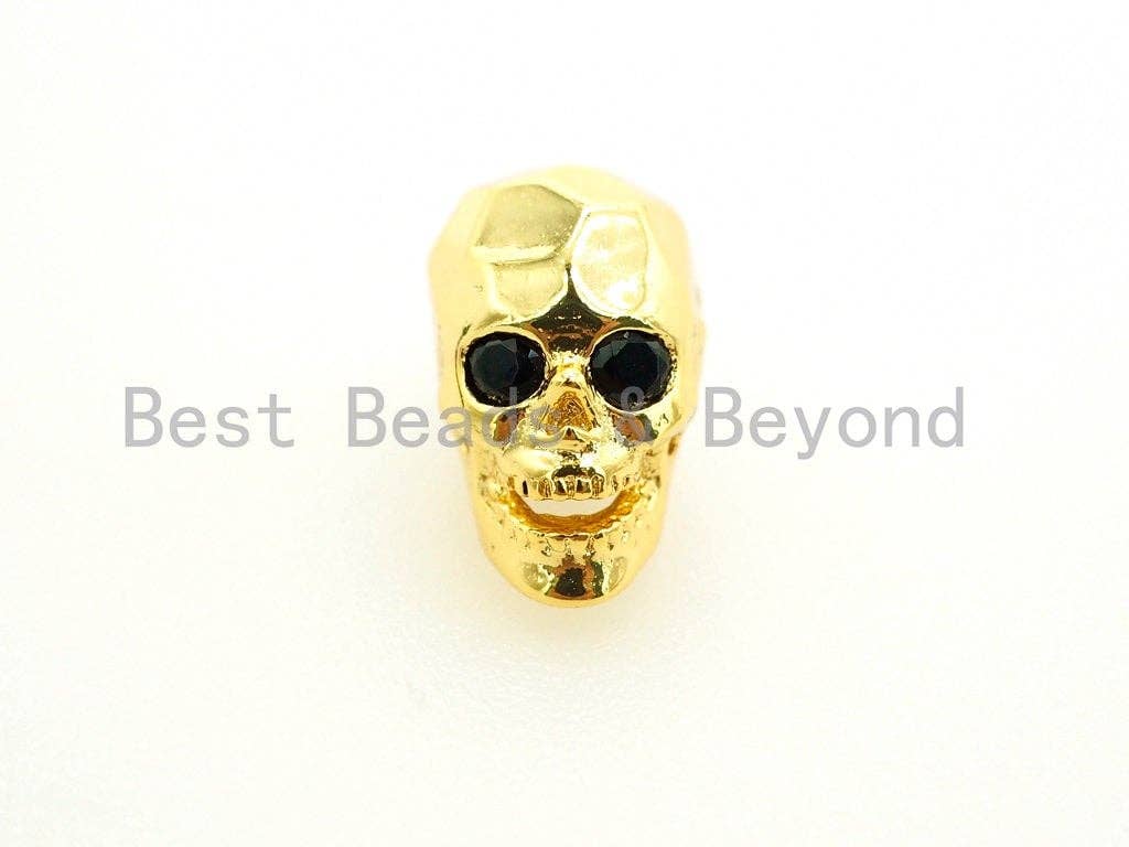 CZ Pave Faceted Black Eye Skull Head Beads,  Micro Pave Antique Skull Spacer Beads, Men's Bracelet Making Charm, Pave Beads, 12mm, sku#Y97