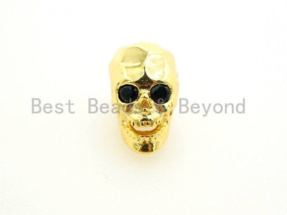 CZ Pave Faceted Black Eye Skull Head Beads,  Micro Pave Antique Skull Spacer Beads, Men's Bracelet Making Charm, Pave Beads, 12mm, sku#Y97