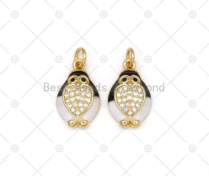 CZ Micropave Enamel Cute Owl Shape Pendant, 18K Gold Filled CZ Owl Charm, Necklace Bracelet Pendant, mm,Sku#Y524