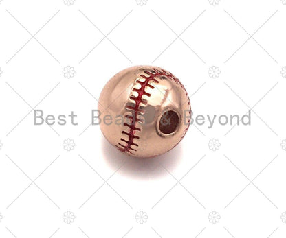 Baseball Spacer Beads, 2mm Hole Baseball Beads, Gold/Silver/Black Color Baseball beads, Baseball charm, 10mm,Sku#Y391