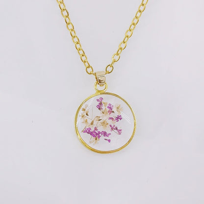 Handmade Epoxy Dried Flowers Resin Necklaces Natural Real Flower Specimen Hausofjb