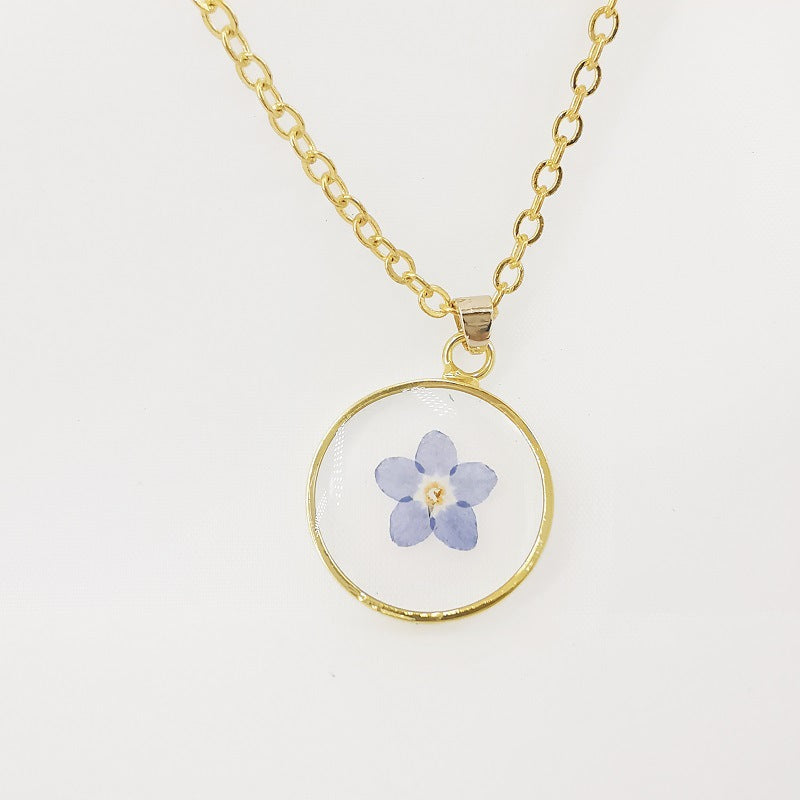 Handmade Epoxy Dried Flowers Resin Necklaces Natural Real Flower Specimen Hausofjb