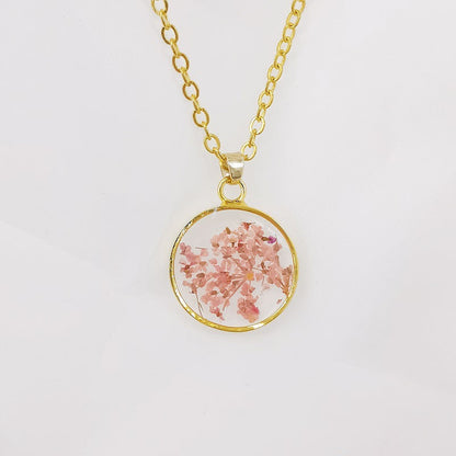 Handmade Epoxy Dried Flowers Resin Necklaces Natural Real Flower Specimen Hausofjb