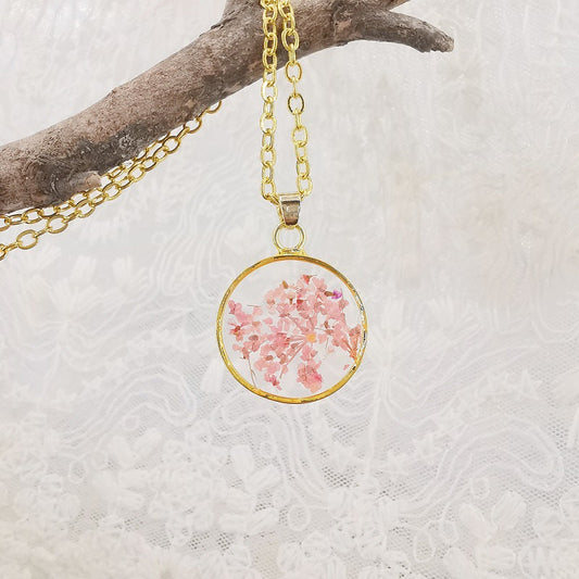 Handmade Epoxy Dried Flowers Resin Necklaces Natural Real Flower Specimen Hausofjb
