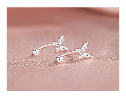 S999 Sterling Silver Butterfly Stud Earrings For Women, Minimalist Design, Screw Back Tragus Piercing, Dainty & Elegant Screw Fastening