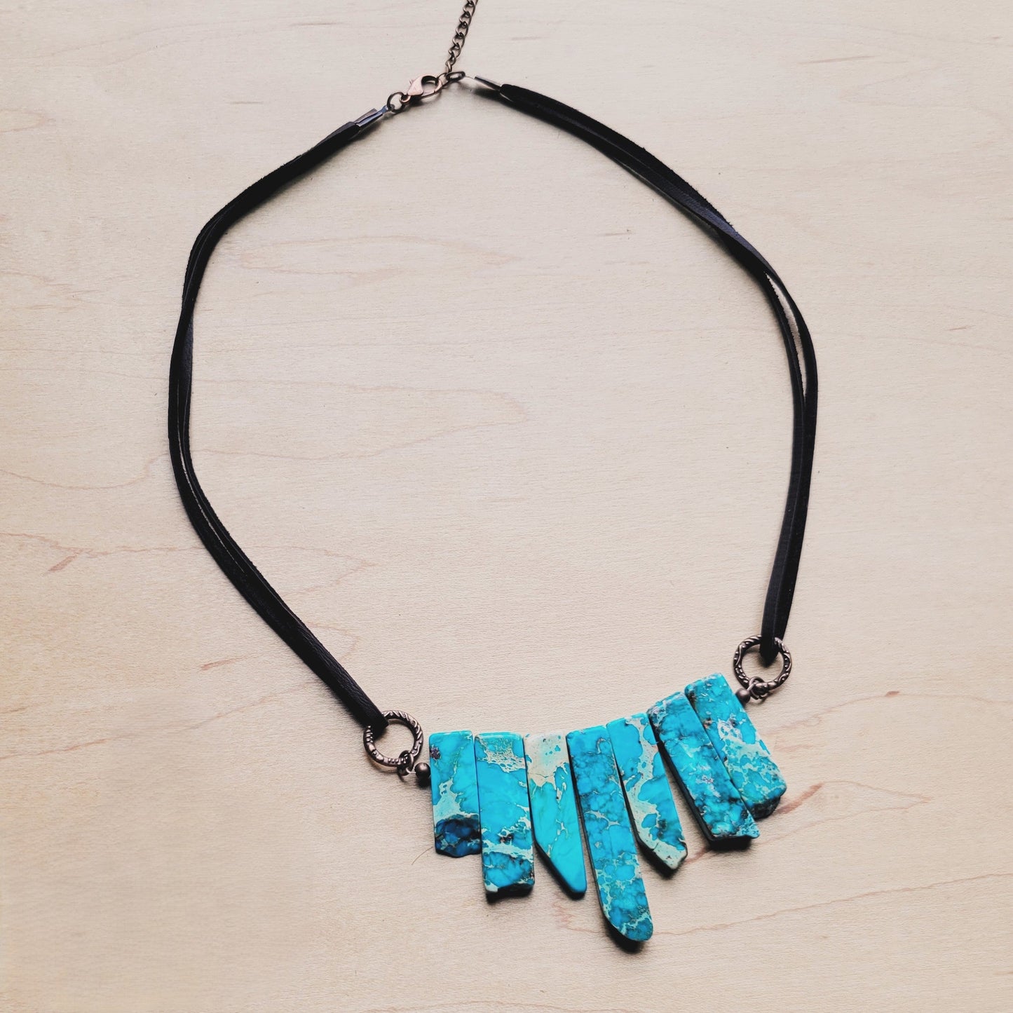 Regalite Slab Necklace with Leather Closure 252j
