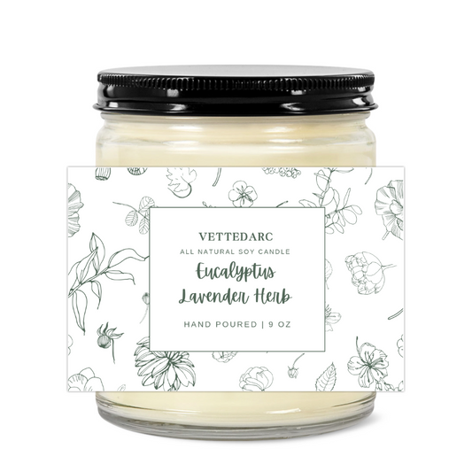 4oz Clear Jar Candle | 2.25"x1.5" White Label | Black Lid