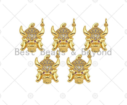 Gold Filled CZ Micro Pave Cow Head Shape Pendant, 18K Gold Filled Cow Head Charm, Necklace Bracelet Charm Pendant, 16x18mm, Sku#Y448