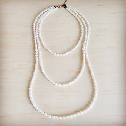 Genuine Freshwater Pearl Triple Strand Layered Boho Necklace 263r