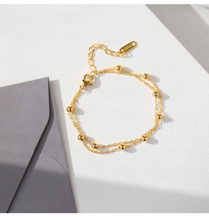 18K gold double-layer titanium steel anklet