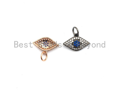 CZ Micro Pave Evil Eye Pendant for Necklace/Bracelet, Cobalt CZ,Cubic Zirconia Pendant,9x14mm, sku#Y199