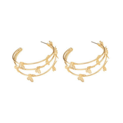 Fashion Sweet Double Layer Butterfly Stud Earrings & Hoop Earrings, Hollow Out Unique Design Women Earrings, High-End Temperament Stud Ear Jewelry