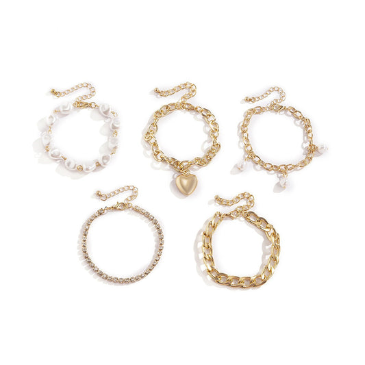 18K Gold Elegant Baroque Special-shaped Pearl Heart Chain Bracelet