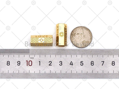 Love Word Heart/Amour Word North Star On Hexagon Shape Large Hole Tube Spacer Beads, 18K Gold Filled Beads, CZ Tube Spacer,10x21mm, Sku#Y521