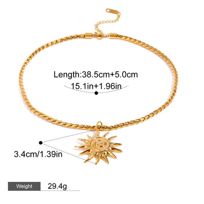 18K gold geometric shape with texture design high-end unique necklace