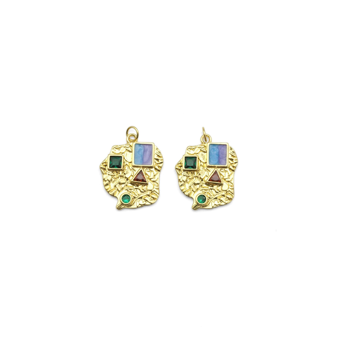 Gold Colorful CZ Bird Shape Charm, Sku#Y802