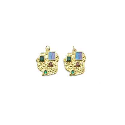 Gold Colorful CZ Bird Shape Charm, Sku#Y802
