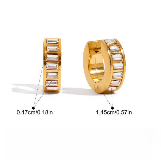 Luxurious And Sophisticated 18K Gold Earrings Inlaid With Rhinestones