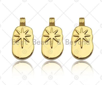 High Polished North Star On Oval Pendant/Charm,Gold Star Tag Charm, Necklace Bracelet Charm Pendant,12x23mm, Sku#Y366