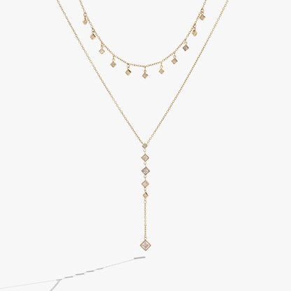 Two-Layered Princess Cut Crystal Necklace ALEX AND ANI