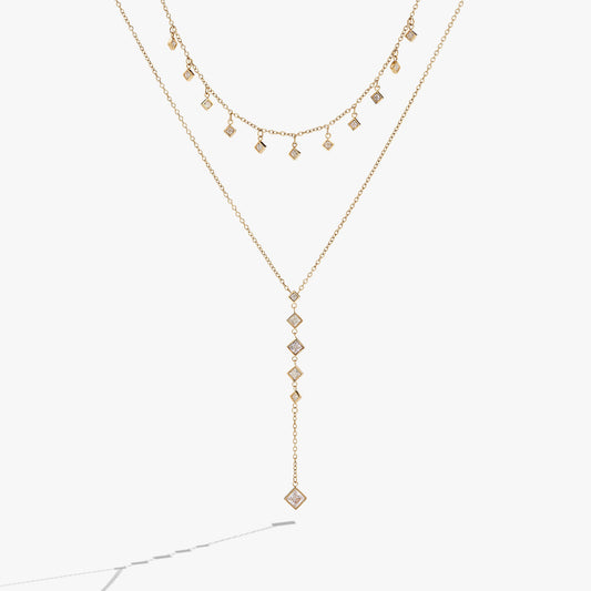 Two-Layered Princess Cut Crystal Necklace ALEX AND ANI