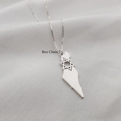 Israel Map Star of David Necklace