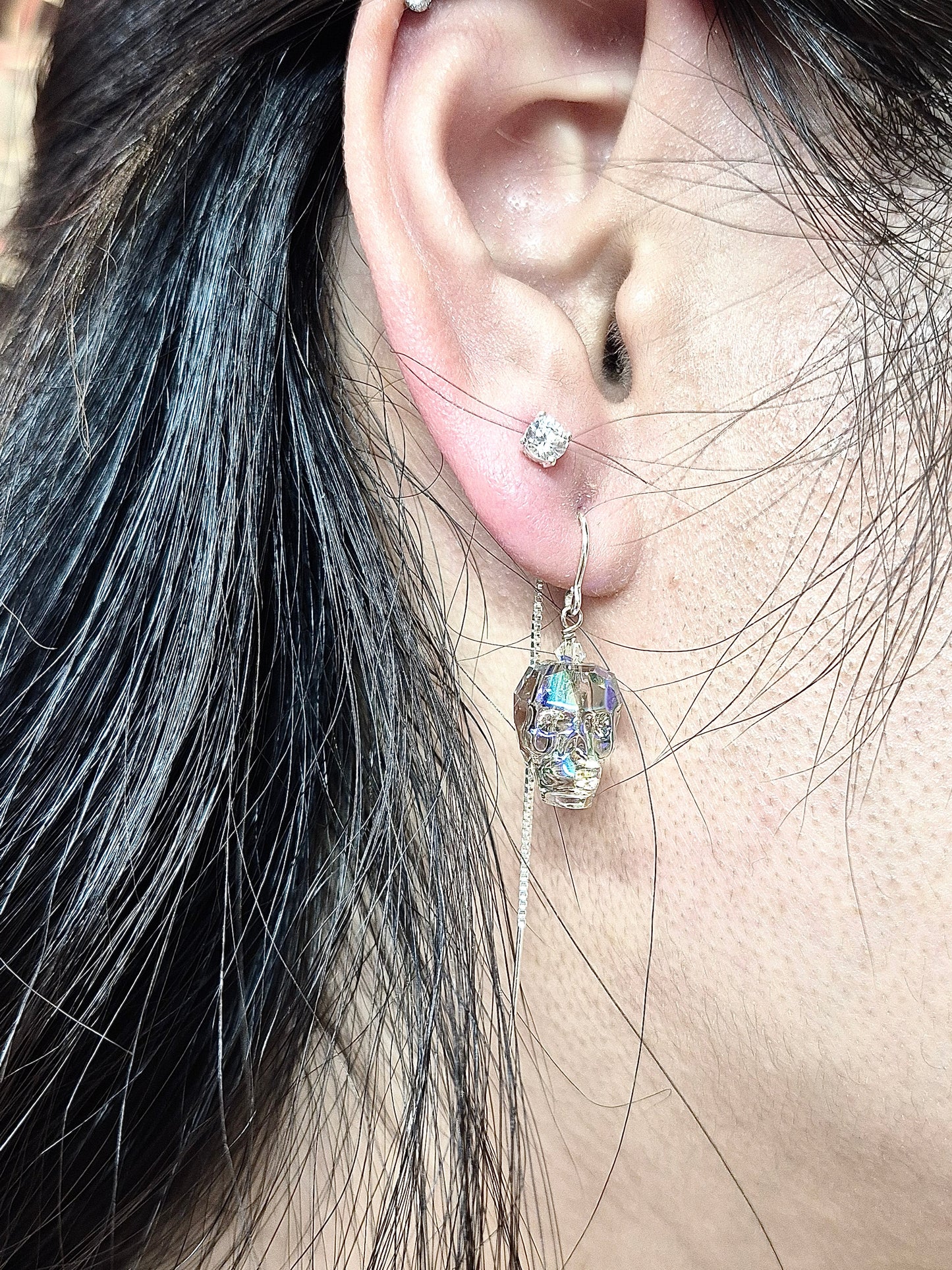 Swarovski Skull Threader Earrings