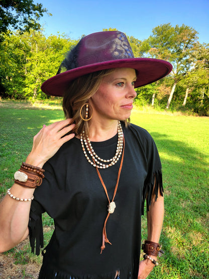 Western Copper Hoop Earrings w/ Sandstone Regalite 100d