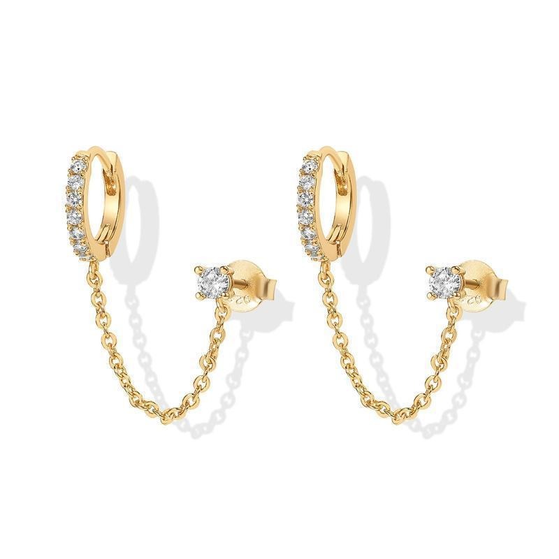 S925 Silver Single-Row Diamond Stud Earrings