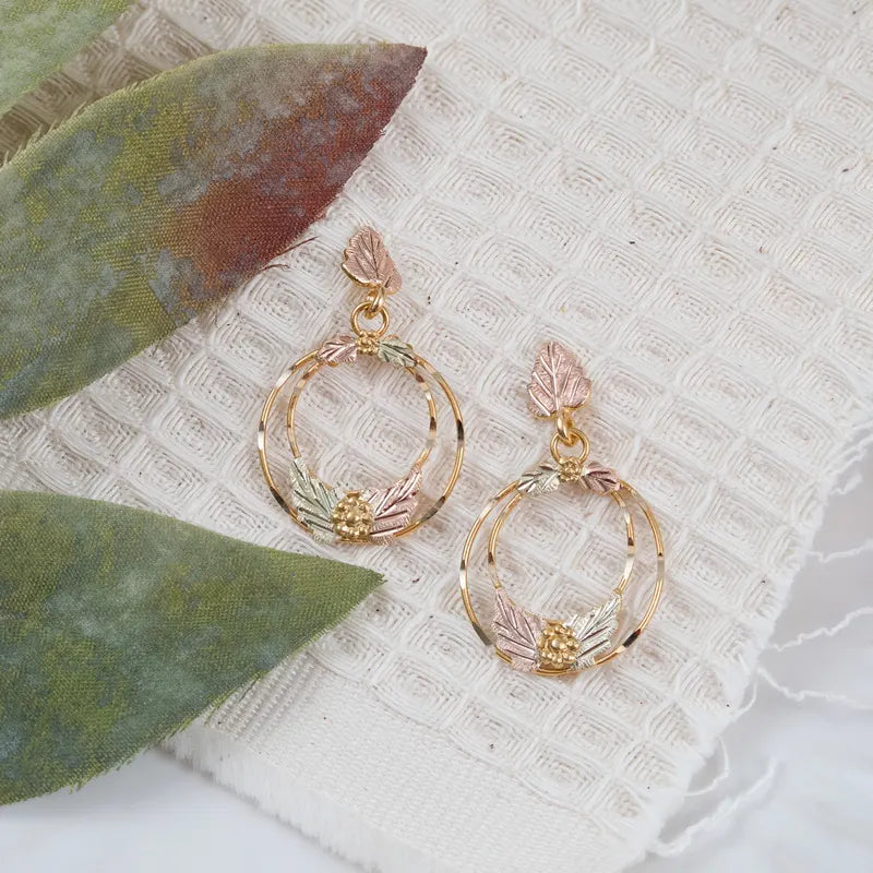 Dangling Dual Rings - Black Hills Gold Earrings