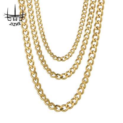 Womens Mens Hip Hop Cuban Link Chain Necklace Street Fashion Stainless Steel Hausofjb