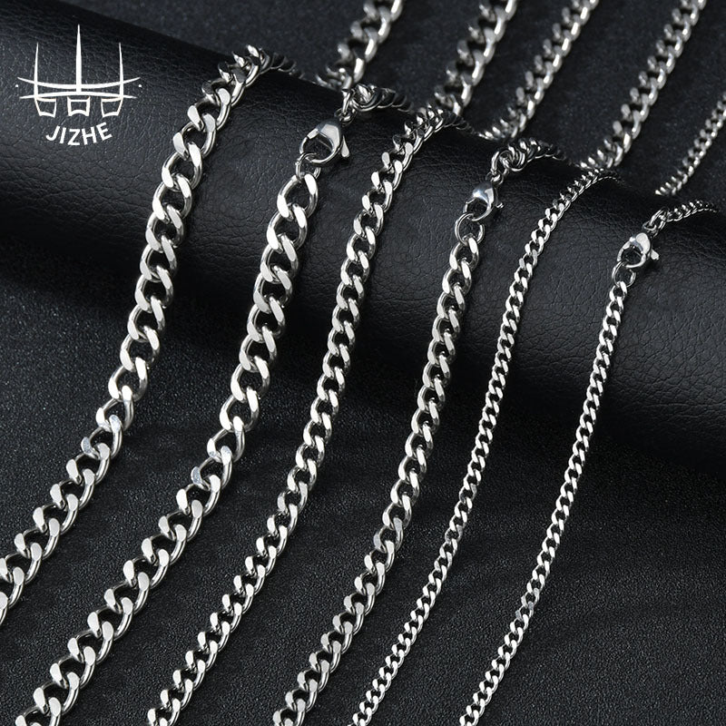 Womens Mens Hip Hop Cuban Link Chain Necklace Street Fashion Stainless Steel Hausofjb