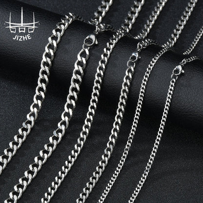 Womens Mens Hip Hop Cuban Link Chain Necklace Street Fashion Stainless Steel Hausofjb