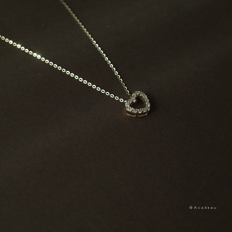 Sier Gold Plated Heart Shaped Diamond Necklace For Women Korean Style Jewelry Hausofjb