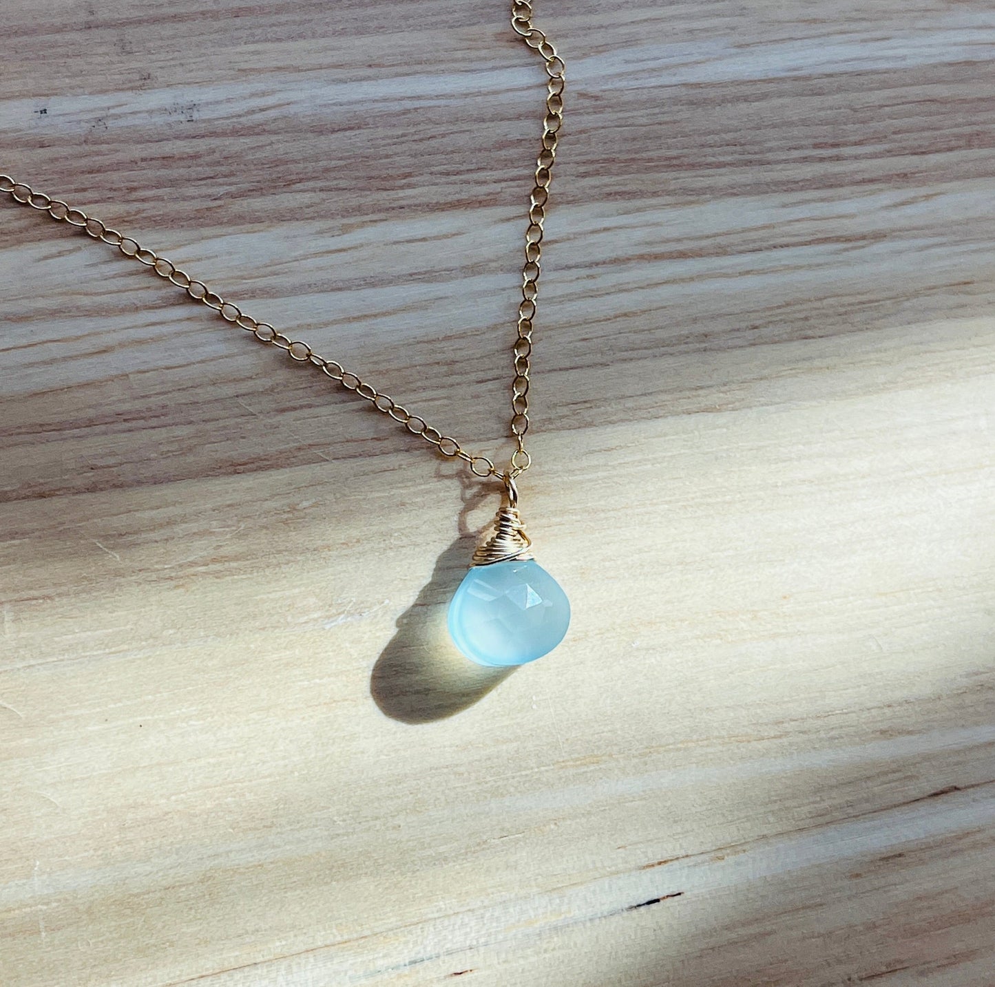 14k gold filled or sterling silver AQUA CHALCEDONY NECKLACE