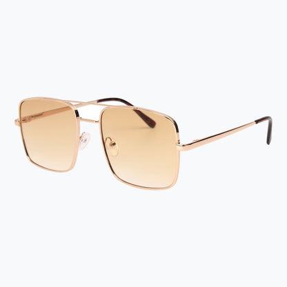 Drifter Metal Square Aviator Sunglasses Amber Gradient Lenses Jaxy Eyewear