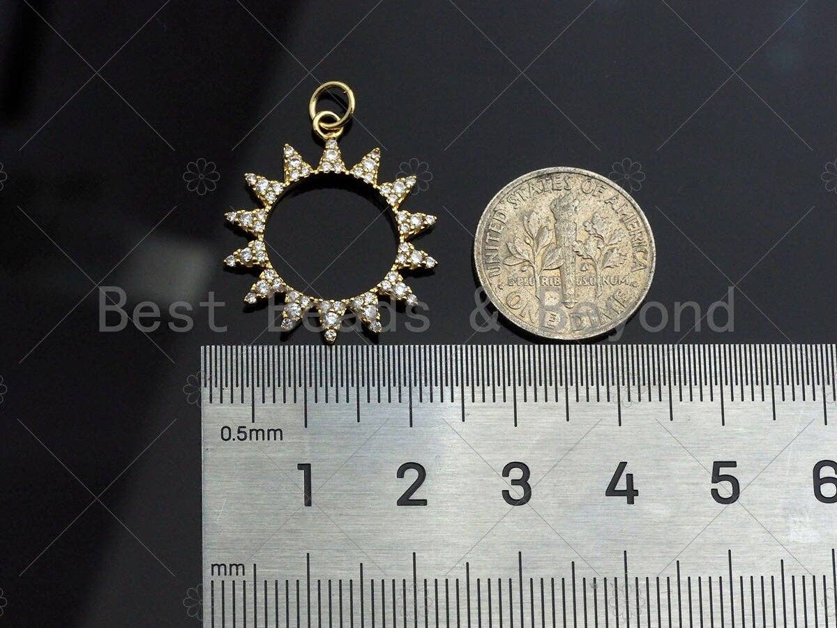 CZ Mirco Pave Hollow Out Sun/Sunflower Charm/Pendant, Sunflower Charm, Sun Pendant, 16mm/21mm, sku#Y295